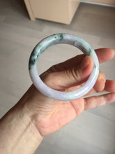 Load image into Gallery viewer, 54.4mm certified 100% natural Type A light purple with sunny green flying flowers jadeite jade bangle BL105-8717