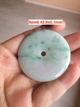 Load image into Gallery viewer, 100% Natural sunny green/pink/purple tropical beach jadeite Jade Safety Guardian Button(donut) Pendant/worry stone X123