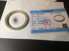Load image into Gallery viewer, 58.5mm 100% natural certified green/yellow/gray round cut jadeite jade bangle BK14-3294