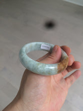Load image into Gallery viewer, 53.5mm certified Type A 100% Natural light green/brown Jadeite Jade bangle AR93-0722