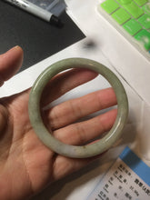 Load image into Gallery viewer, 58.5mm 100% natural certified green/yellow/gray round cut jadeite jade bangle BK14-3294