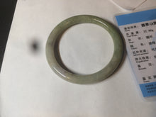 Load image into Gallery viewer, 58.5mm 100% natural certified green/yellow/gray round cut jadeite jade bangle BK14-3294