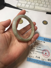 Load image into Gallery viewer, 57.5mm Certified Type A 100% Natural light green gray brown jadeite Jade bangle PD169-6318
