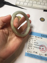 Load image into Gallery viewer, 57.5mm Certified Type A 100% Natural light green gray brown jadeite Jade bangle PD169-6318