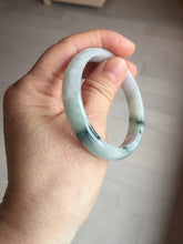 Load image into Gallery viewer, 49mm certified natural 100% natural Type A green white with green flying flowers oval jadeite jade bangle PB110-2435