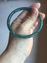 Load image into Gallery viewer, 60.5mm Certified Type A 100% Natural dark green/blue/gray with flying snow Guatemala slim round cut Jadeite bangle PD58-3376