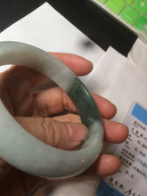 Load image into Gallery viewer, 59.2mm certified type A 100% Natural watery dark green/black/white Jadeite jade bangle BF22-0395
