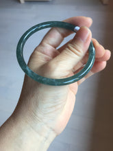 Load image into Gallery viewer, 60.5mm Certified Type A 100% Natural dark green/blue/gray with flying snow Guatemala slim round cut Jadeite bangle PD58-3376