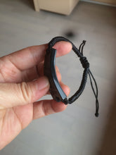 Load image into Gallery viewer, 100% natural type A black jadeite jade (mocui, 墨翠) rectangle bead/craft supplies AY78