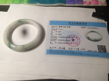 Load image into Gallery viewer, 60.6mm certified 100% Natural green/white with green floating flowers Jadeite Jade bangle AZ36-4373
