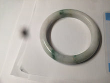 Load image into Gallery viewer, 60.6mm certified 100% Natural green/white with green floating flowers Jadeite Jade bangle AZ36-4373