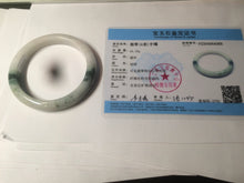 Load image into Gallery viewer, 58.8mm certified 100% Natural green/white with green floating flowers Jadeite Jade bangle AZ37-4365