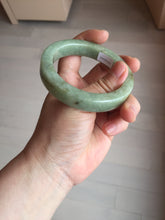 Load image into Gallery viewer, 55mm certified type A 100% Natural light green/gray/brown square style Jadeite Jade bangle BS1-1502