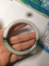 Load image into Gallery viewer, 58.8mm certified 100% Natural green/white with green floating flowers Jadeite Jade bangle AZ37-4365