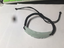 Load image into Gallery viewer, 100% natural type A yellow/white/green carved feather jadeite jade braided adjustable slider bracelet AX39