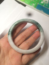 Load image into Gallery viewer, 58.8mm certified 100% Natural green/white with green floating flowers Jadeite Jade bangle AZ37-4365