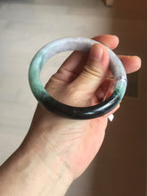 Load image into Gallery viewer, 59mm Certified Type A 100% Natural sunny green dark green purple Jadeite Jade bangle BP99-4054