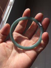 Load image into Gallery viewer, 55mm Certified Type A 100% Natural light green/blue slim round cut Guatemala Jadeite bangle BS59-4622