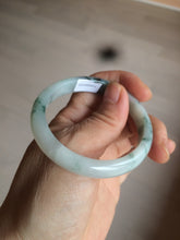 Load image into Gallery viewer, 50mm Certified Type A 100% Natural green/white with flying flowers oval Jadeite Jade bangle AH75-1630