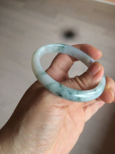 Load image into Gallery viewer, 50mm Certified Type A 100% Natural green/white with flying flowers oval Jadeite Jade bangle AH75-1630