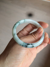 Load image into Gallery viewer, 50mm Certified Type A 100% Natural green/white with flying flowers oval Jadeite Jade bangle AH75-1630
