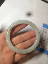 Load image into Gallery viewer, 55mm Certified type A 100% Natural icy watery light green/white round cut Jadeite bangle BG72-0420
