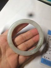 Load image into Gallery viewer, 55mm Certified type A 100% Natural icy watery light green/white round cut Jadeite bangle BG72-0420