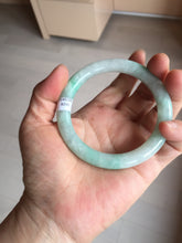 Load image into Gallery viewer, 56.5mm 100% natural type A white/sunny green round cut jadeite jade bangle BL108