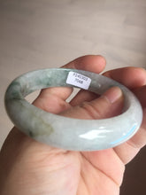 Load image into Gallery viewer, 55mm certified 100% natural icy watery light green with green floating flowers jadeite jade bangle AS88-7068