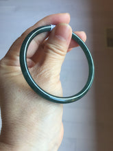 Load image into Gallery viewer, 56.2mm Certified Type A 100% Natural icy watery dark green/blue/gray Guatemala slim round cut Jadeite bangle PD54-5521