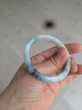 Load image into Gallery viewer, 50mm Certified Type A 100% Natural green/white with flying flowers oval Jadeite Jade bangle AH75-1630