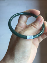 Load image into Gallery viewer, 56.2mm Certified Type A 100% Natural icy watery dark green/blue/gray Guatemala slim round cut Jadeite bangle PD54-5521