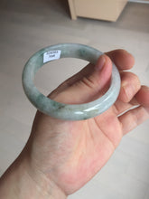 Load image into Gallery viewer, 55mm certified 100% natural icy watery light green with green floating flowers jadeite jade bangle AS88-7068