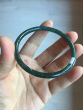 Load image into Gallery viewer, 56.2mm Certified Type A 100% Natural icy watery dark green/blue/gray Guatemala slim round cut Jadeite bangle PD54-5521