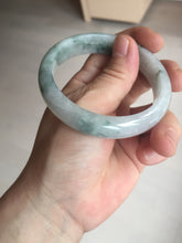Load image into Gallery viewer, 55mm certified 100% natural icy watery light green with green floating flowers jadeite jade bangle AS88-7068