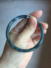 Load image into Gallery viewer, 56.2mm Certified Type A 100% Natural icy watery dark green/blue/gray Guatemala slim round cut Jadeite bangle PD53-5518