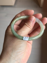 Load image into Gallery viewer, 48mm certified 100% natural Type A icy watery green/brown/gray slim oval jadeite jade bangle BL111-9436
