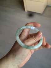 Load image into Gallery viewer, 54.5mm Certified type A 100% Natural icy watery dark green/white round cut Jadeite bangle BG74-0417