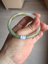 Load image into Gallery viewer, 48mm certified 100% natural Type A icy watery green/brown/gray slim oval jadeite jade bangle BL111-9436