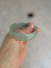 Load image into Gallery viewer, 49.5mm Certified Type A 100% Natural icy watery light green/gray/black thin Jadeite Jade bangle AY79-3208