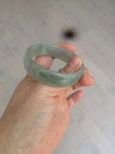 Load image into Gallery viewer, 49.5mm Certified Type A 100% Natural icy watery light green/gray/black thin Jadeite Jade bangle AY79-3208