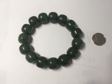 Load image into Gallery viewer, 13.7x13mm 100% Natural olive green/brown/black vintage style nephrite Jade bead bracelet HE95