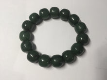 Load image into Gallery viewer, 13.7x13mm 100% Natural olive green/brown/black vintage style nephrite Jade bead bracelet HE95