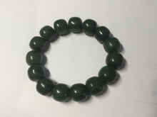 Load image into Gallery viewer, 13.7x13mm 100% Natural olive green/brown/black vintage style nephrite Jade bead bracelet HE95