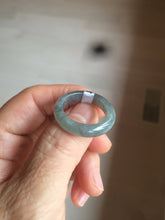 Load image into Gallery viewer, 100% natural type A green/black (青花乌鸡芝麻糊) jadeite jade band ring AE57