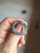 Load image into Gallery viewer, 100% natural type A green/black (青花乌鸡芝麻糊) jadeite jade band ring AE57