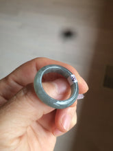 Load image into Gallery viewer, 100% natural type A green/black (青花乌鸡芝麻糊) jadeite jade band ring AE57