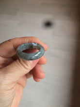 Load image into Gallery viewer, 100% natural type A green/black (青花乌鸡芝麻糊) jadeite jade band ring AE57