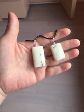 Load image into Gallery viewer, 100% natural light yellow/brown soap shape square nephrite jade safe and sound pendant group HT37