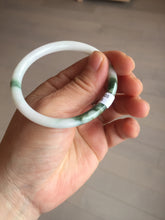 Load image into Gallery viewer, 49mm certified 100% natural Type A dark green white camouflage color oval round cut jadeite jade bangle BG81-3935